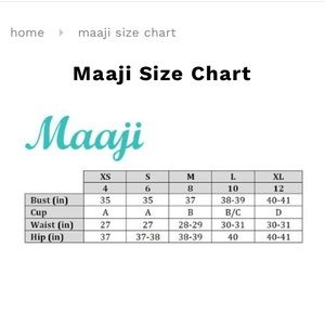 maaji size chart